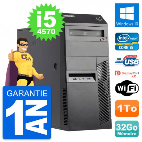 PC Tour Lenovo ThinkCentre M83 Intel i5-4570 RAM 32Go Disque 1To Windows 10 Wifi