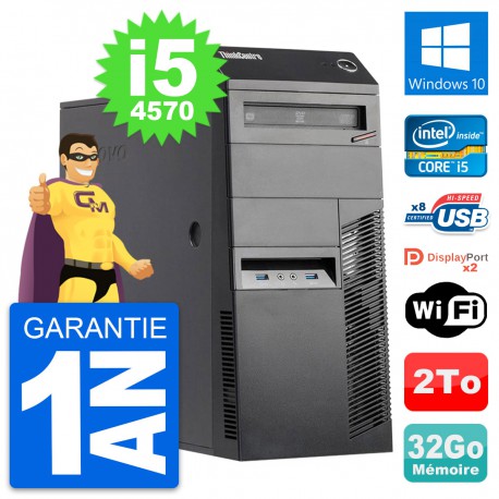 PC Tour Lenovo ThinkCentre M83 Intel i5-4570 RAM 32Go Disque 2To Windows 10 Wifi