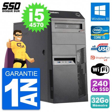 PC Tour Lenovo ThinkCentre M83 Intel i5-4570 RAM 32Go SSD 240Go Windows 10 Wifi