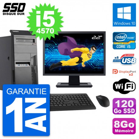 PC Tour Lenovo M83 Ecran 22" Intel i5-4570 RAM 8Go SSD 120Go Windows 10 Wifi
