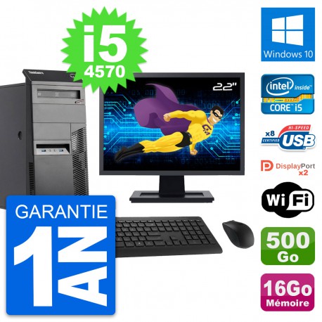 PC Tour Lenovo M83 Ecran 22" Intel i5-4570 RAM 16Go Disque 500Go Windows 10 Wifi