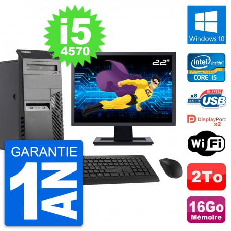 PC Tour Lenovo M83 Ecran 22" Intel i5-4570 RAM 16Go Disque 2To Windows 10 Wifi