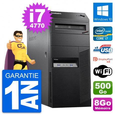 PC Tour Lenovo ThinkCentre M83 Core i7-4770 RAM 8Go Disque 500Go Windows 10 Wifi