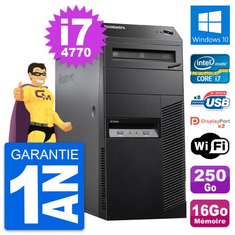 PC Tour Lenovo ThinkCentre M83 i7-4770 RAM 16Go Disque Dur 250Go Windows 10 Wifi