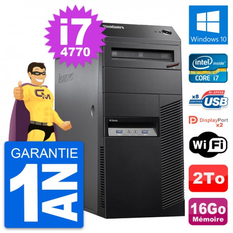 PC Tour Lenovo ThinkCentre M83 Intel i7-4770 RAM 16Go Disque 2To Windows 10 Wifi