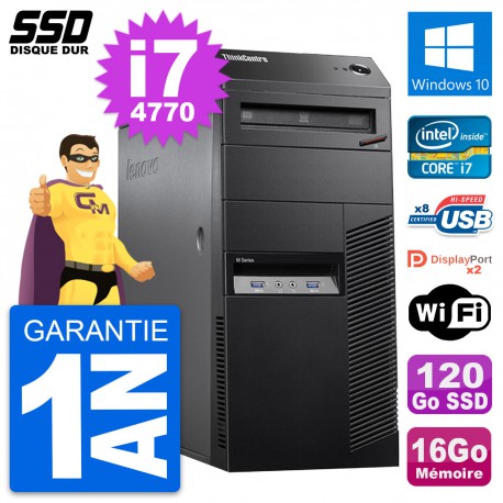 PC Tour Lenovo ThinkCentre M83 Intel i7-4770 RAM 16Go SSD 120Go Windows 10 Wifi