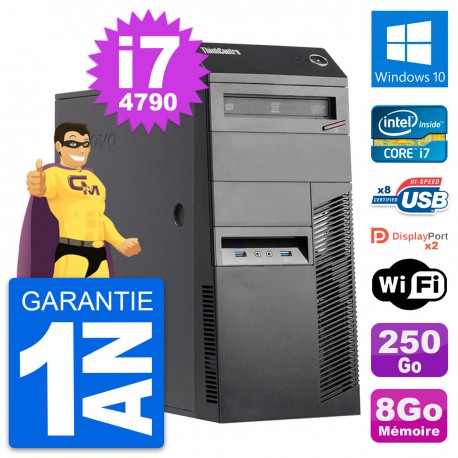 PC Tour Lenovo ThinkCentre M83 Core i7-4790 RAM 8Go Disque 250Go Windows 10 Wifi