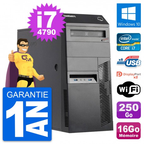 PC Tour Lenovo ThinkCentre M83 i7-4790 RAM 16Go Disque Dur 250Go Windows 10 Wifi