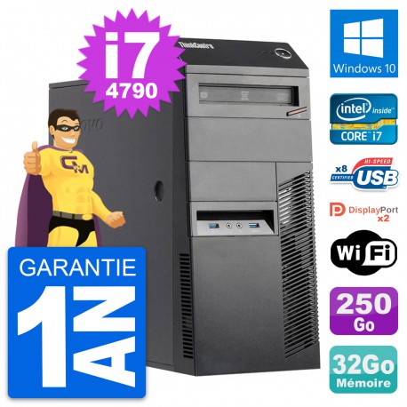 PC Tour Lenovo ThinkCentre M83 i7-4790 RAM 32Go Disque Dur 250Go Windows 10 Wifi