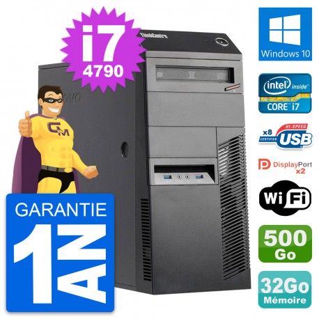 PC Tour Lenovo ThinkCentre M83 i7-4790 RAM 32Go Disque Dur 500Go Windows 10 Wifi