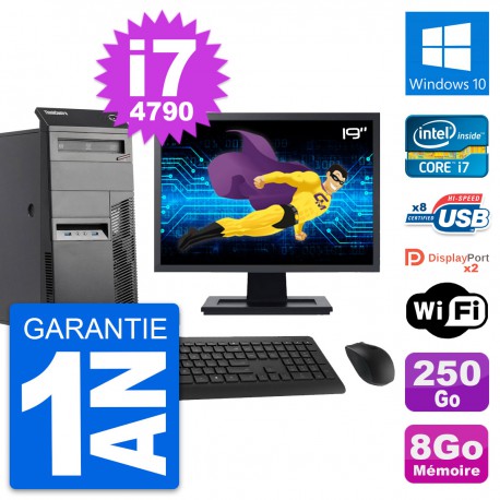 PC Tour Lenovo M83 Ecran 19" Intel i7-4790 RAM 8Go Disque 250Go Windows 10 Wifi