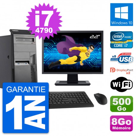 PC Tour Lenovo M83 Ecran 22" Intel i7-4790 RAM 8Go Disque 500Go Windows 10 Wifi