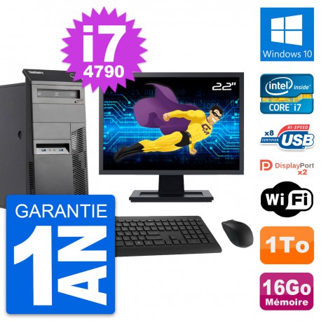 PC Tour Lenovo M83 Ecran 22" Intel i7-4790 RAM 16Go Disque 1To Windows 10 Wifi