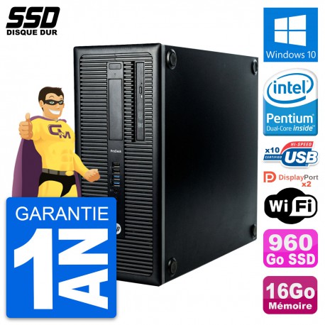 PC Tour HP ProDesk 600 G1 Intel Pentium G3220 RAM 16Go SSD 960Go Windows 10 Wifi