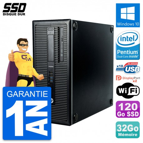 PC Tour HP ProDesk 600 G1 Intel Pentium G3220 RAM 32Go SSD 120Go Windows 10 Wifi