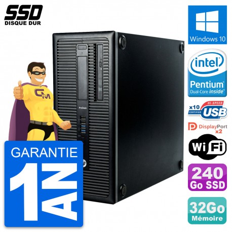 PC Tour HP ProDesk 600 G1 Intel Pentium G3220 RAM 32Go SSD 240Go Windows 10 Wifi