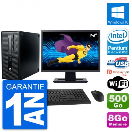 PC Tour HP 600 G1 Ecran 19" Intel G3220 RAM 8Go Disque 500Go Windows 10 Wifi