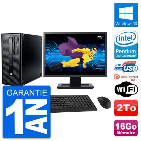 PC Tour HP ProDesk 600 G1 Ecran 19" G3220 RAM 16Go Disque 2To Windows 10 Wifi
