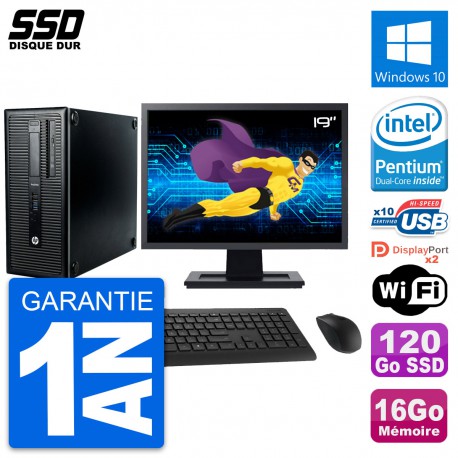 PC Tour HP ProDesk 600 G1 Ecran 19" G3220 RAM 16Go SSD 120Go Windows 10 Wifi