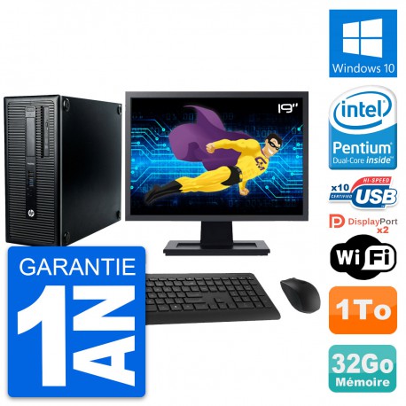 PC Tour HP ProDesk 600 G1 Ecran 19" G3220 RAM 32Go Disque 1To Windows 10 Wifi