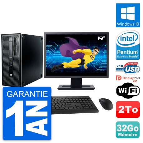PC Tour HP ProDesk 600 G1 Ecran 19" G3220 RAM 32Go Disque 2To Windows 10 Wifi