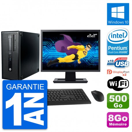 PC Tour HP 600 G1 Ecran 22" Intel G3220 RAM 8Go Disque 500Go Windows 10 Wifi
