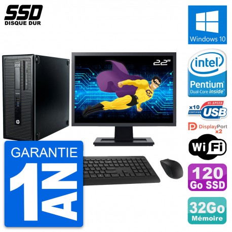 PC Tour HP ProDesk 600 G1 Ecran 22" G3220 RAM 32Go SSD 120Go Windows 10 Wifi
