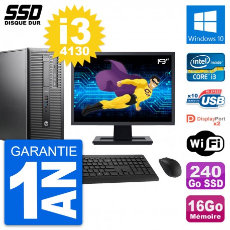 PC Tour HP ProDesk 600 G1 Ecran 19" i3-4130 RAM 16Go SSD 240Go Windows 10 Wifi
