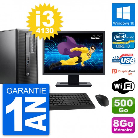 PC Tour HP 600 G1 Ecran 22" Intel i3-4130 RAM 8Go Disque 500Go Windows 10 Wifi