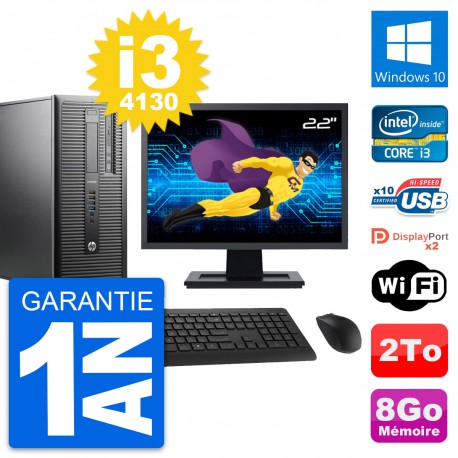 PC Tour HP ProDesk 600 G1 Ecran 22" i3-4130 RAM 8Go Disque 2To Windows 10 Wifi