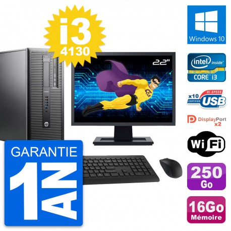 PC Tour HP 600 G1 Ecran 22" Intel i3-4130 RAM 16Go Disque 250Go Windows 10 Wifi