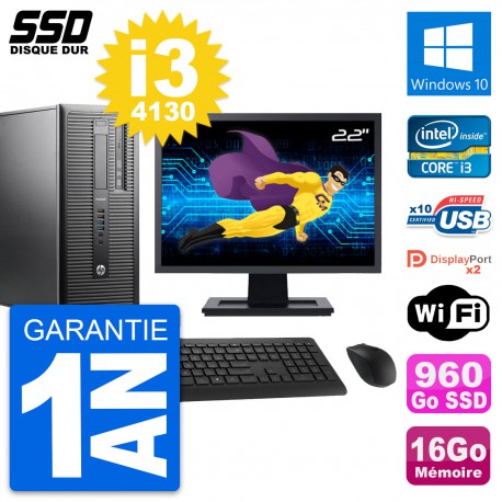 PC Tour HP ProDesk 600 G1 Ecran 22" i3-4130 RAM 16Go SSD 960Go Windows 10 Wifi