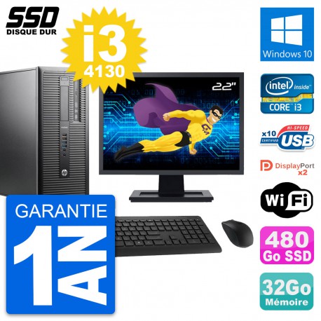 PC Tour HP ProDesk 600 G1 Ecran 22" i3-4130 RAM 32Go SSD 480Go Windows 10 Wifi