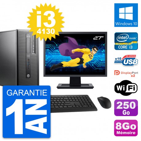 PC Tour HP 600 G1 Ecran 27" Intel i3-4130 RAM 8Go Disque 250Go Windows 10 Wifi