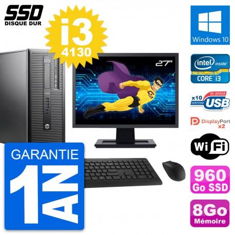 PC Tour HP ProDesk 600 G1 Ecran 27" i3-4130 RAM 8Go SSD 960Go Windows 10 Wifi