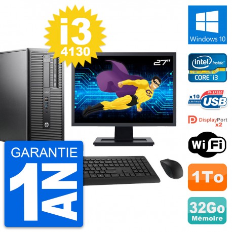 PC Tour HP ProDesk 600 G1 Ecran 27" i3-4130 RAM 32Go Disque 1To Windows 10 Wifi
