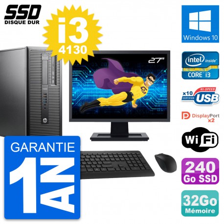 PC Tour HP ProDesk 600 G1 Ecran 27" i3-4130 RAM 32Go SSD 240Go Windows 10 Wifi