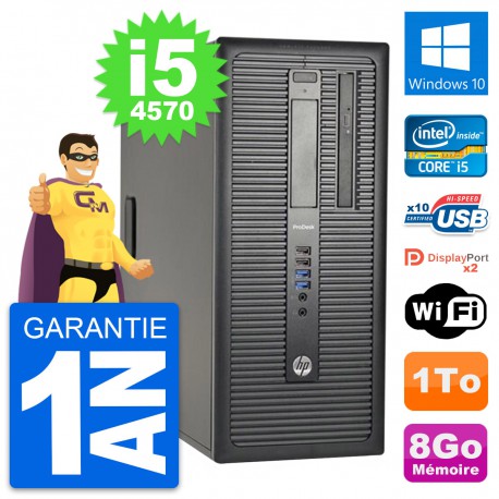 PC Tour HP ProDesk 600 G1 Intel i5-4570 RAM 8Go Disque Dur 1To Windows 10 Wifi