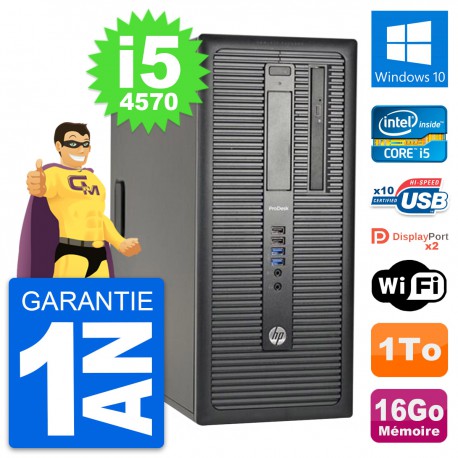 PC Tour HP ProDesk 600 G1 Intel i5-4570 RAM 16Go Disque Dur 1To Windows 10 Wifi