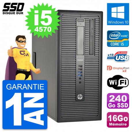 PC Tour HP ProDesk 600 G1 Intel Core i5-4570 RAM 16Go SSD 240Go Windows 10 Wifi