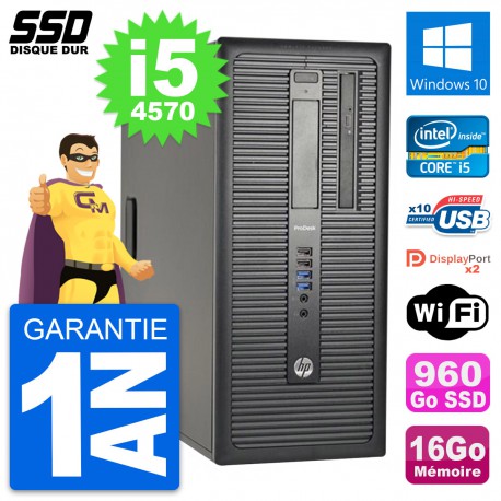PC Tour HP ProDesk 600 G1 Intel Core i5-4570 RAM 16Go SSD 960Go Windows 10 Wifi
