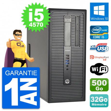 PC Tour HP ProDesk 600 G1 Intel i5-4570 RAM 32Go Disque 500Go Windows 10 Wifi