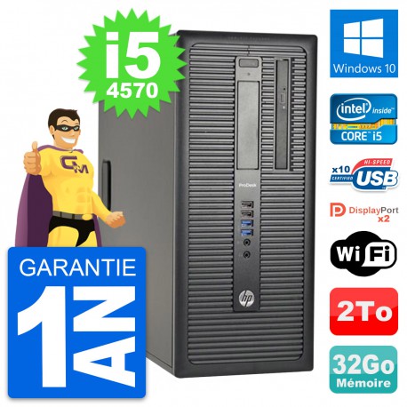 PC Tour HP ProDesk 600 G1 Intel i5-4570 RAM 32Go Disque Dur 2To Windows 10 Wifi