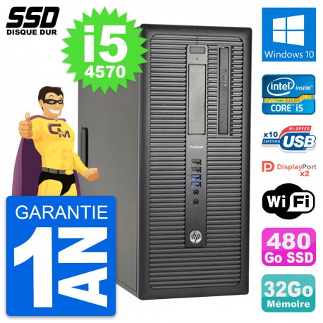PC Tour HP ProDesk 600 G1 Intel Core i5-4570 RAM 32Go SSD 480Go Windows 10 Wifi