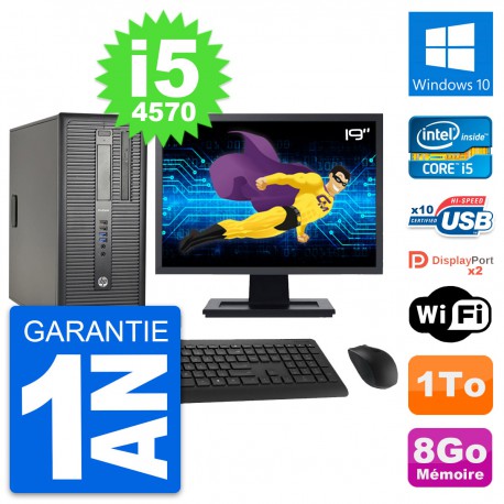 PC Tour HP ProDesk 600 G1 Ecran 19" i5-4570 RAM 8Go Disque 1To Windows 10 Wifi