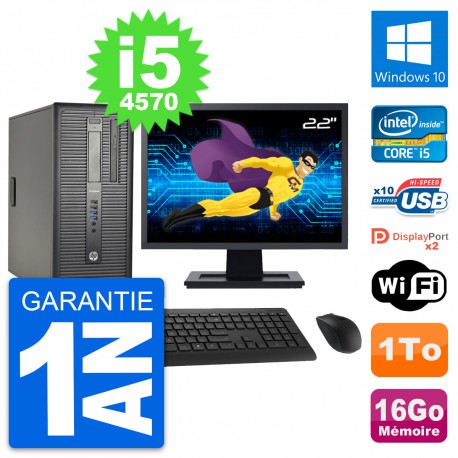 PC Tour HP ProDesk 600 G1 Ecran 22" i5-4570 RAM 16Go Disque 1To Windows 10 Wifi