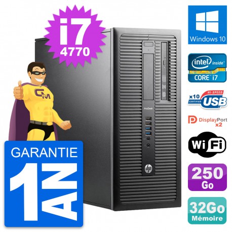 PC Tour HP ProDesk 600 G1 Intel i7-4770 RAM 32Go Disque 250Go Windows 10 Wifi