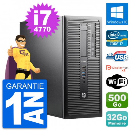 PC Tour HP ProDesk 600 G1 Intel i7-4770 RAM 32Go Disque 500Go Windows 10 Wifi