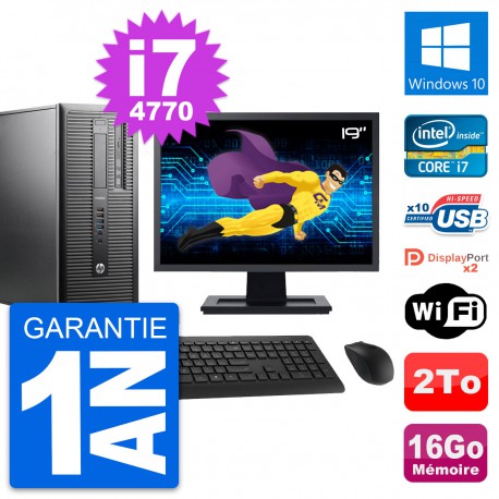 PC Tour HP ProDesk 600 G1 Ecran 19" i7-4770 RAM 16Go Disque 2To Windows 10 Wifi