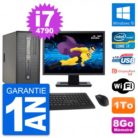 PC Tour HP ProDesk 600 G1 Ecran 22" i7-4790 RAM 8Go Disque 1To Windows 10 Wifi